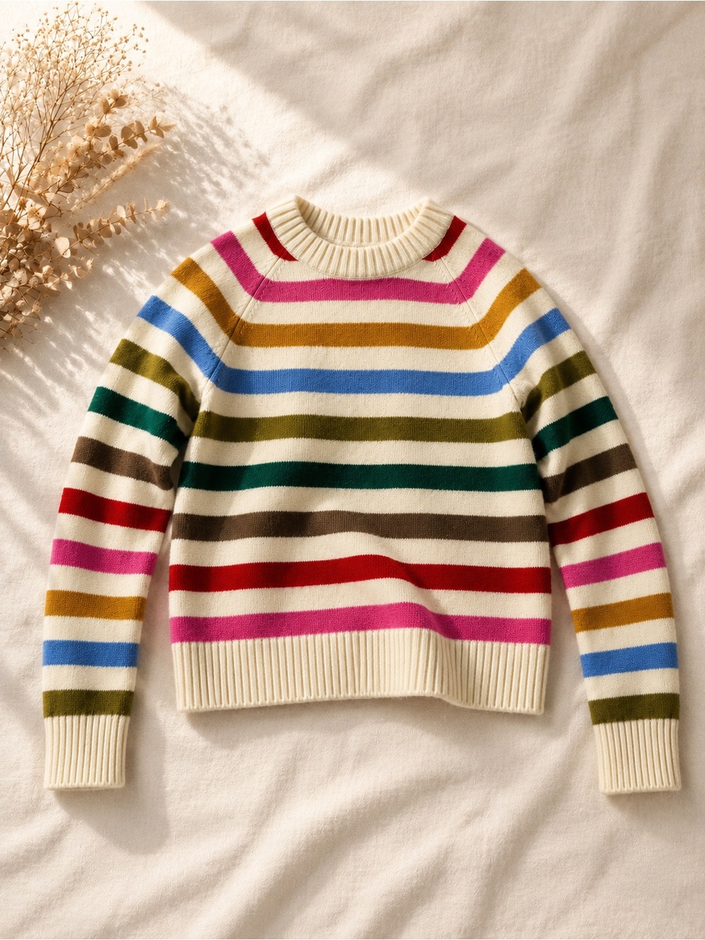 Gap CashSoft Happy Stripe Multicolor Crewneck Sweater S